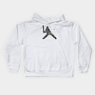Cricket player black and white Kids Hoodie